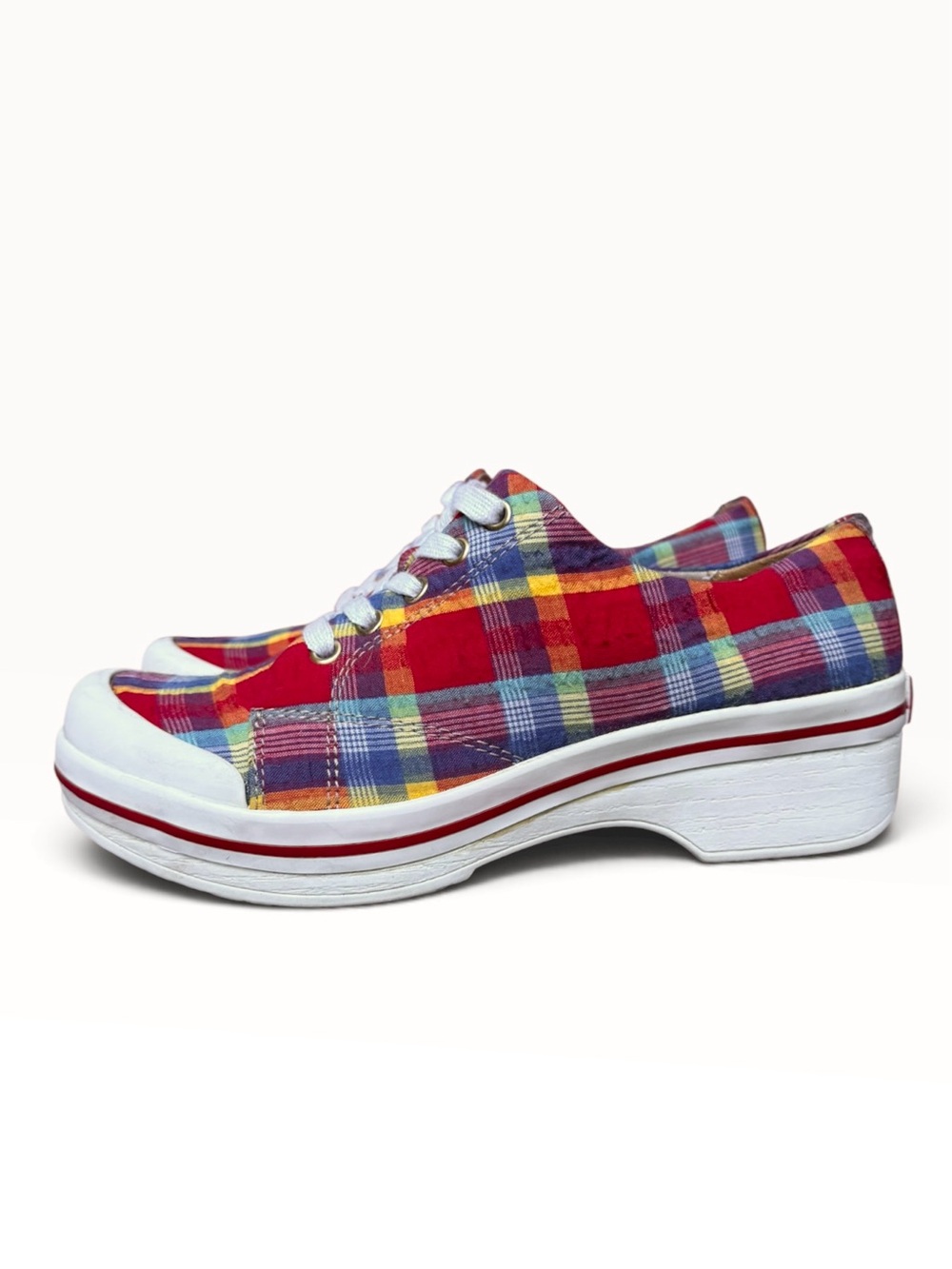 Dansko Veda Madras Plaid Lace Up Canvas Platform Clog Sneakers Size 37 (6.5 - 7) - Picture 10 of 10